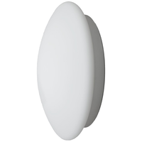 runde SFERIQ 22 Aufbauleuchte für Wand oder Decke aus mattweißem Opalglas und grauem Unterteil, dargestellt in einer Dreiviertelansicht auf weißem Hintergrund.